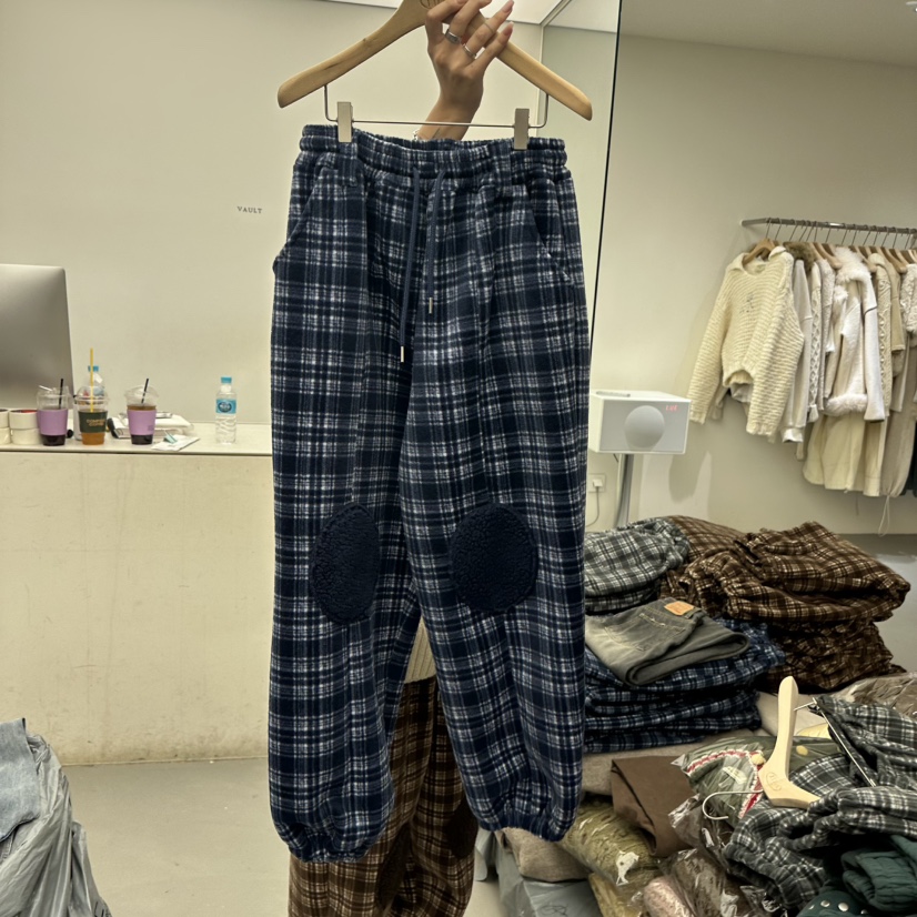 VAULT韓國直郵㊣女士新款職業休閑熱賣人氣25秋冬休閑褲加絨格子VAULT休閑褲圖色2