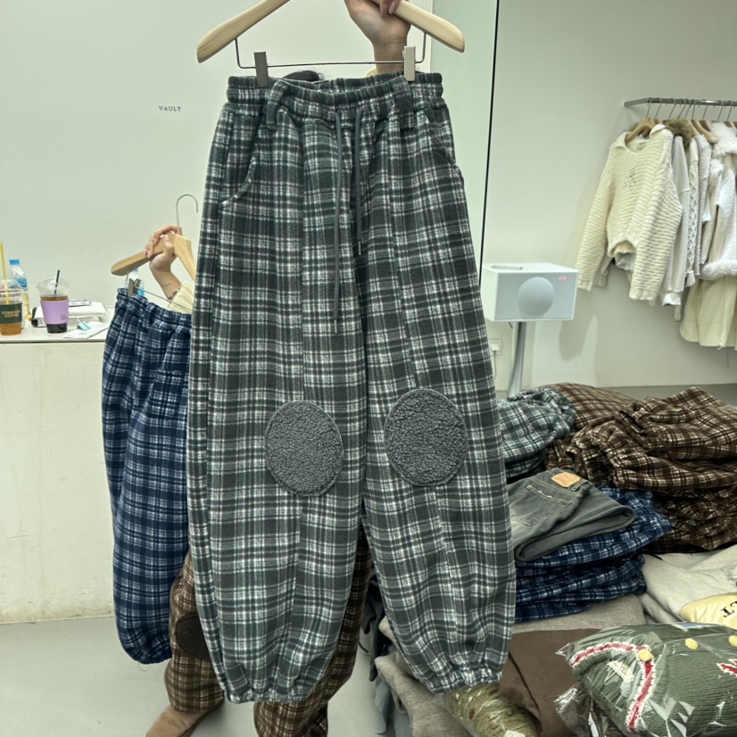VAULT韓國直郵㊣女士新款職業休閑熱賣人氣25秋冬休閑褲加絨格子VAULT休閑褲圖色3