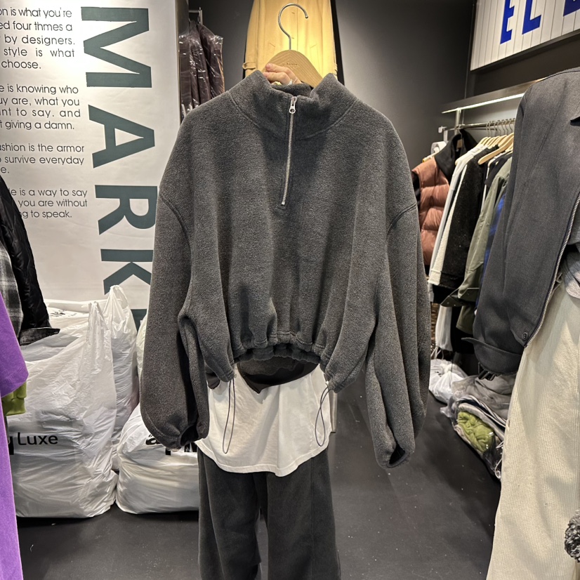 EL BOSQUE東大門㊣代購女裝新品25秋冬推薦真品熱賣衛衣拉鏈EL BOSQUE衛衣圖色1