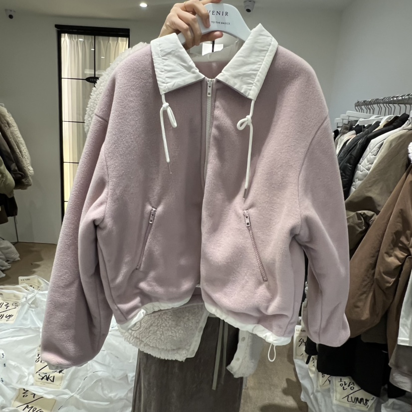 VENIR-a韓國代購㊣女裝新款休閑推薦職業真品夾克加絨抓絨VENIR-a夾克圖色4