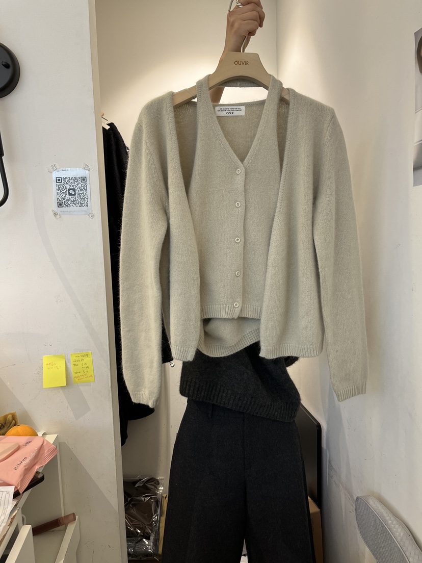 OUVIR東大門㊣直郵女裝新品推薦時尚25秋冬套裝V領套裝開衫O.V.R/OUVIR套裝圖色1