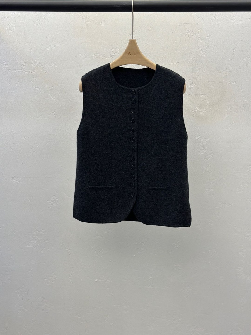 AUTUMN BEIGE-Q東大門㊣直郵女士新品職業25秋冬馬甲紐扣背心A.b/AUTUMN BEIGE馬甲圖色3