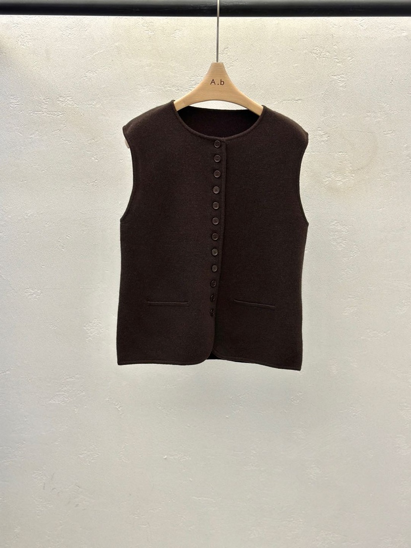 AUTUMN BEIGE-Q東大門㊣直郵女士新品職業25秋冬馬甲紐扣背心A.b/AUTUMN BEIGE馬甲圖色4