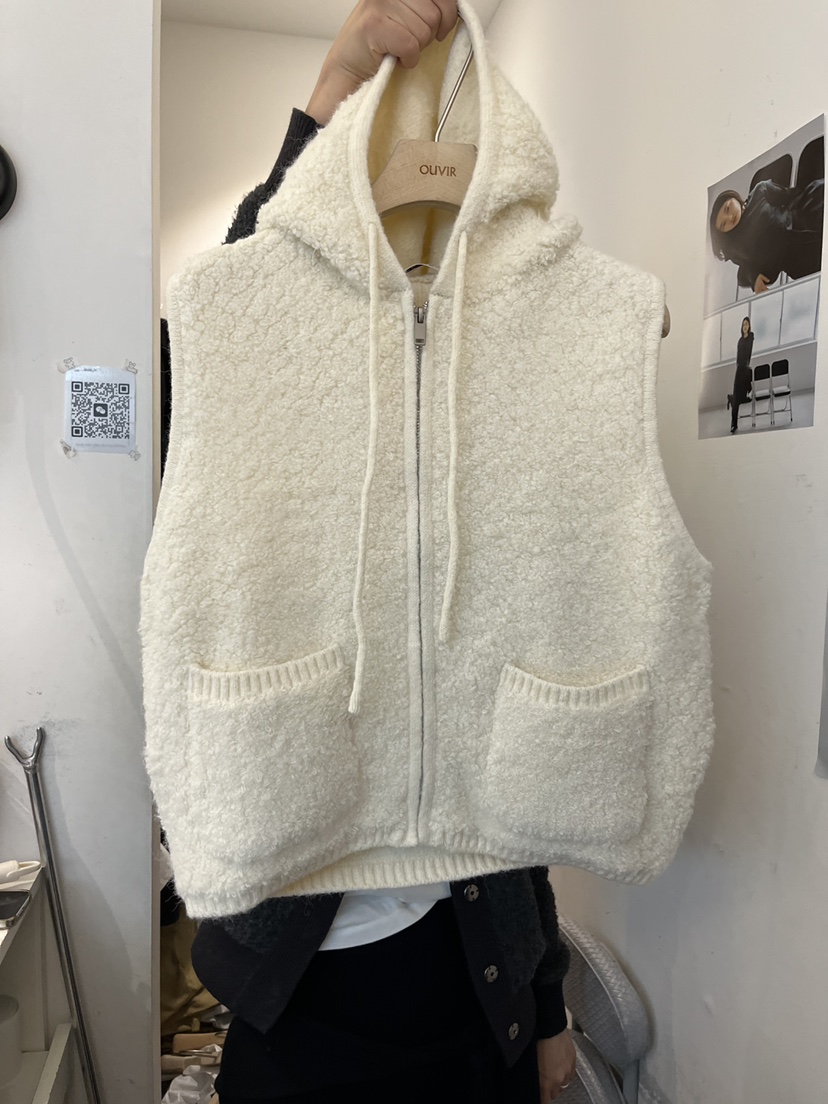 OUVIR東大門㊣直郵女士新款職業人氣推薦25秋冬馬甲拉鏈連帽O.V.R/OUVIR馬甲圖色1