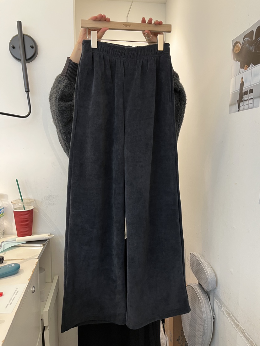 OUVIR韓國代購㊣女裝新款25秋冬推薦真品休閑休閑褲闊腿褲羊毛O.V.R/OUVIR休閑褲圖色2
