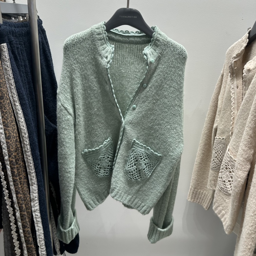 TARABY MOTION東大門㊣直郵女裝新款時尚休閑針織衫手工蕾絲TARABY MOTION針織衫圖色1