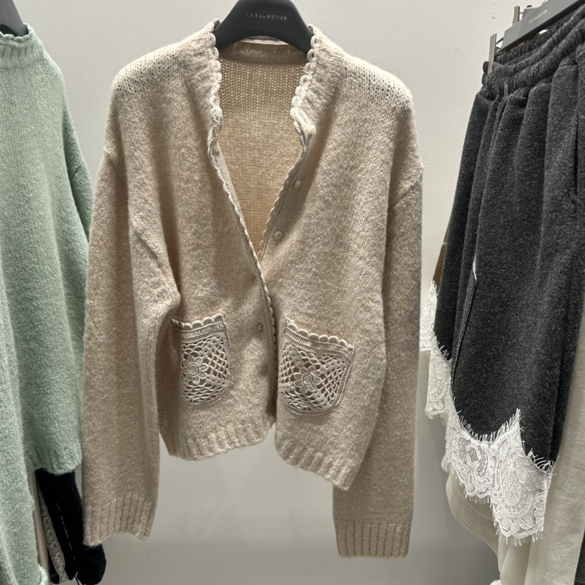 TARABY MOTION東大門㊣直郵女裝新款時尚休閑針織衫手工蕾絲TARABY MOTION針織衫圖色2