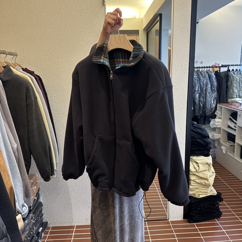 CHOI-L韓國代購㊣女士新品時尚職業夾克兩面穿雙排扣抓絨拉鏈CHOI夾克