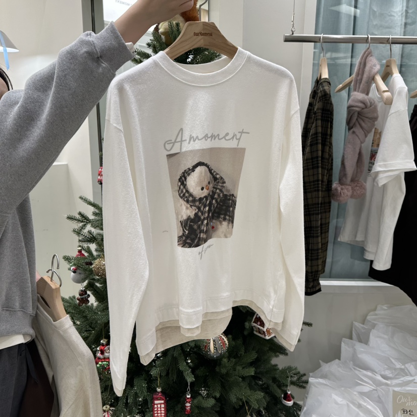 OURMOMENT韓國代購㊣女士新品真品人氣推薦時尚長袖T恤純棉OURMOMENT長袖T恤圖色2