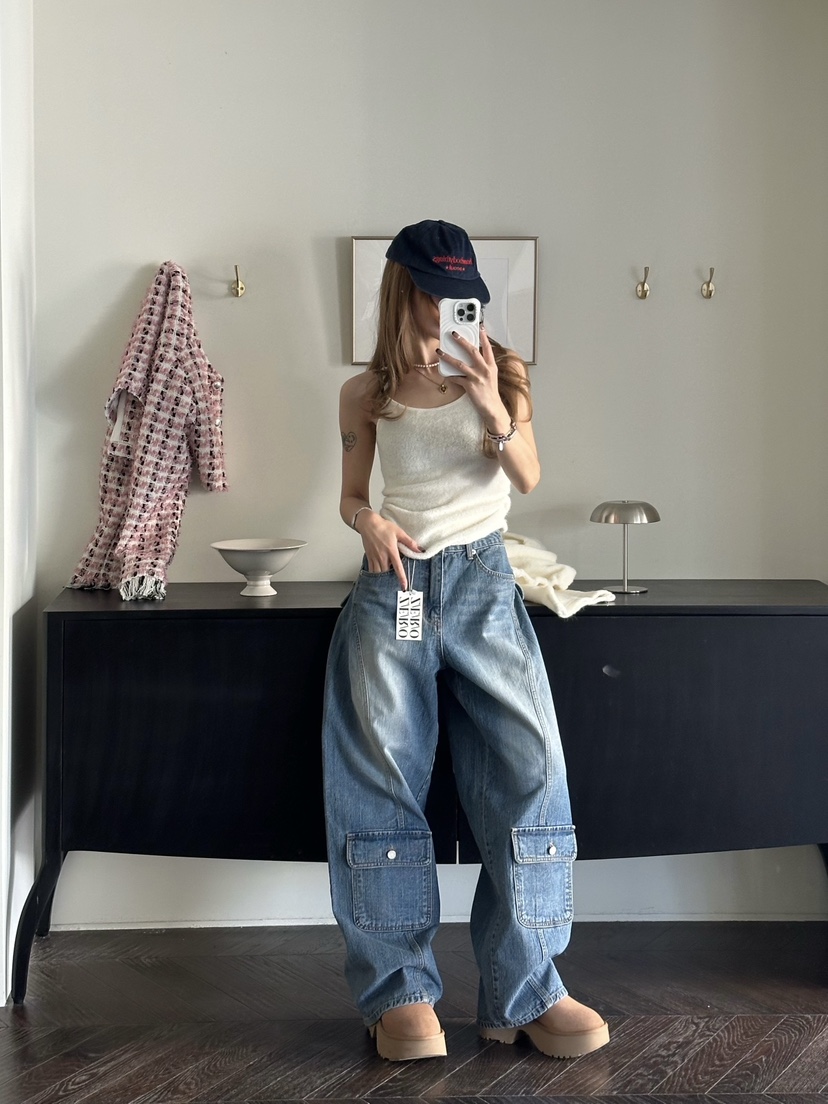 ZEROZERO東大門㊣實拍女士新品推薦時尚休閑牛仔褲工裝條紋ZEROZERO牛仔褲