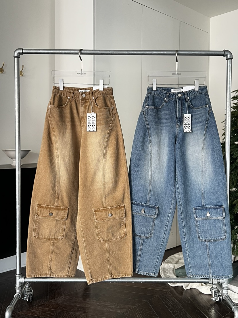 ZEROZERO東大門㊣實拍女士新品推薦時尚休閑牛仔褲工裝條紋ZEROZERO牛仔褲