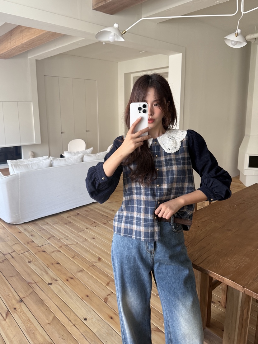 MOSMOS東大門㊣代購女裝新款真品推薦熱賣人氣時尚襯衫蕾絲衫MOSMOS襯衫/蕾絲衫