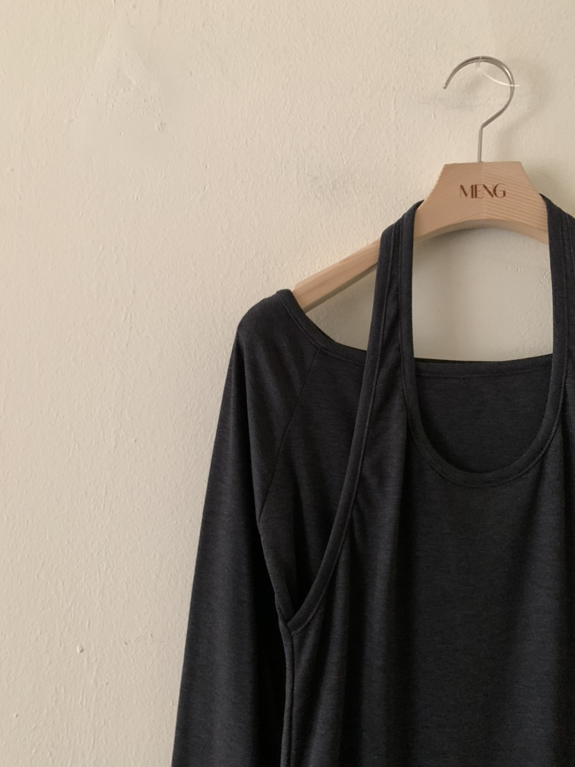MENG東大門㊣直郵女裝新款推薦熱賣真品時尚長袖T恤假兩件加絨MENG長袖T恤