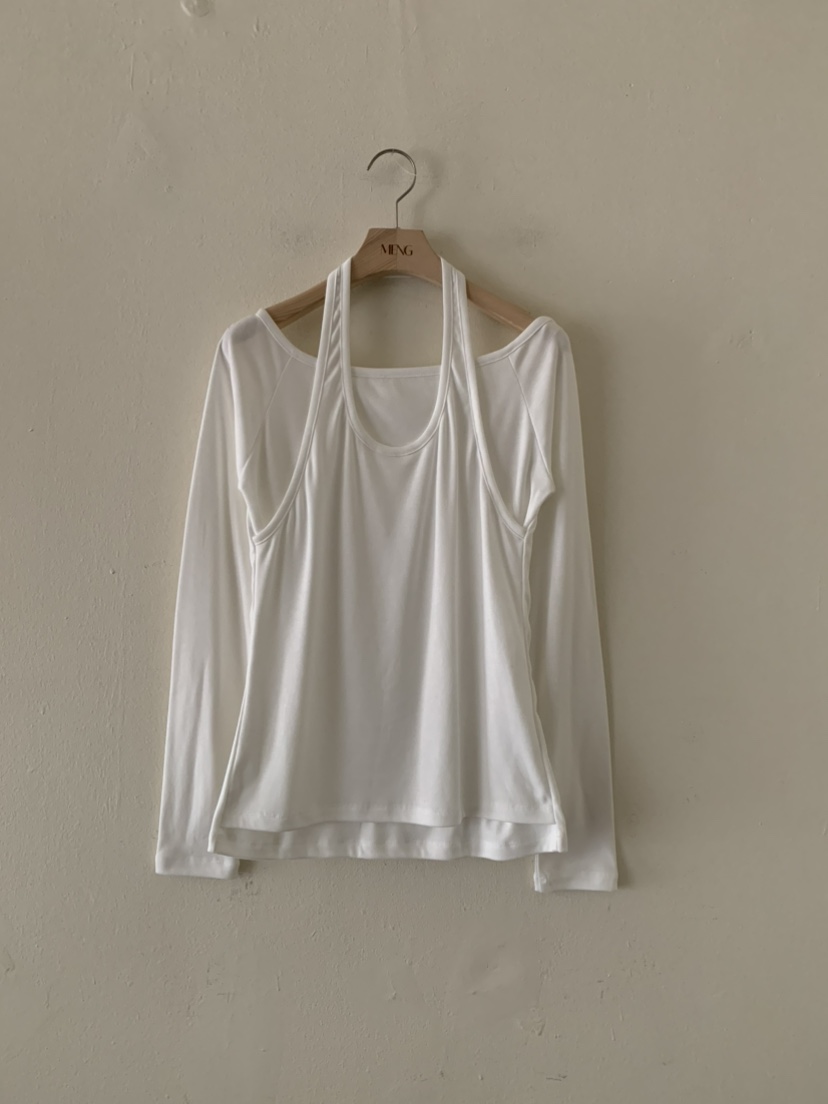 MENG東大門㊣直郵女裝新款推薦熱賣真品時尚長袖T恤假兩件加絨MENG長袖T恤