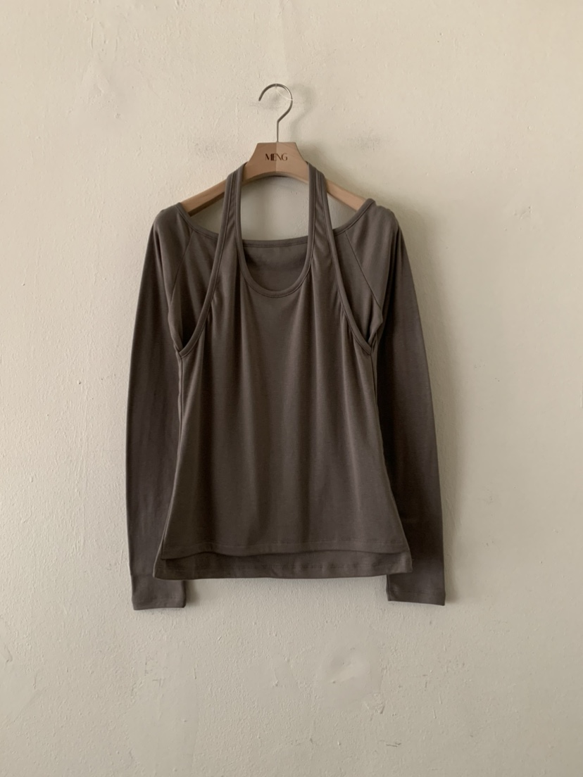 MENG東大門㊣直郵女裝新款推薦熱賣真品時尚長袖T恤假兩件加絨MENG長袖T恤