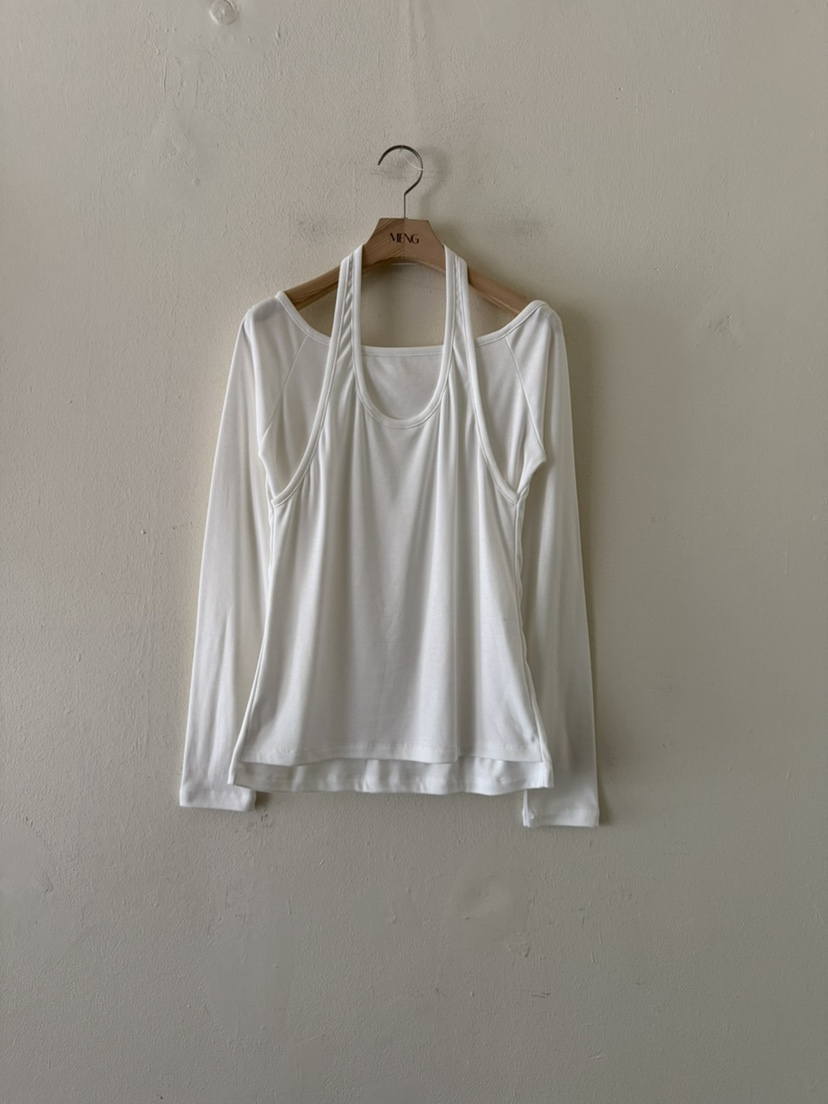 MENG東大門㊣直郵女裝新款推薦熱賣真品時尚長袖T恤假兩件加絨MENG長袖T恤圖色3