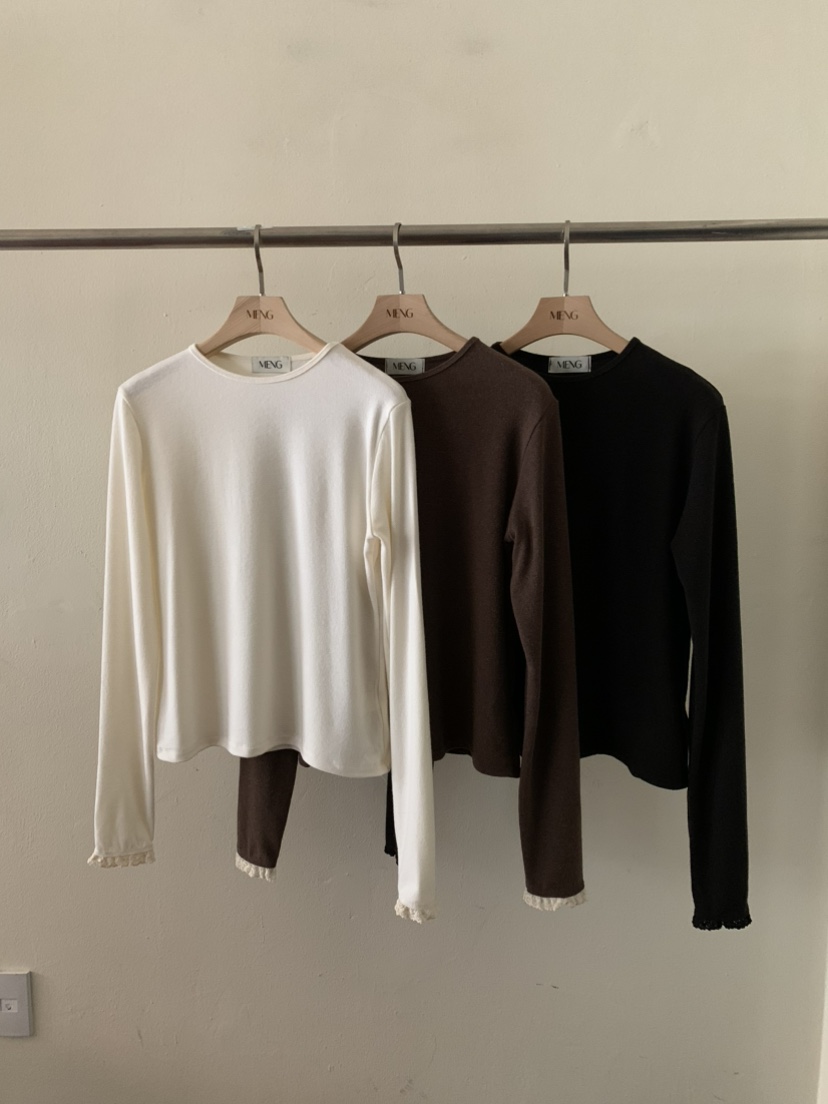 MENG韓國直郵㊣女士新品真品職業時尚休閑熱賣推薦長袖T恤蕾絲MENG長袖T恤