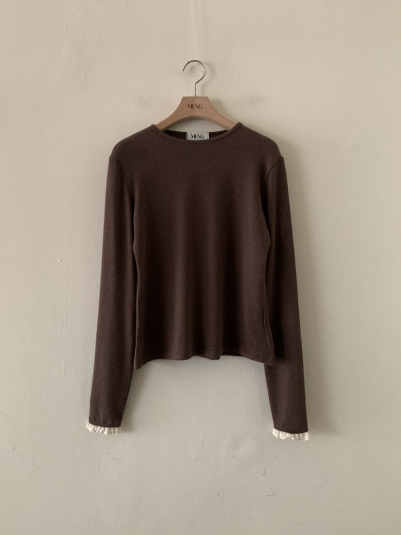 MENG韓國直郵㊣女士新品真品職業時尚休閑熱賣推薦長袖T恤蕾絲MENG長袖T恤