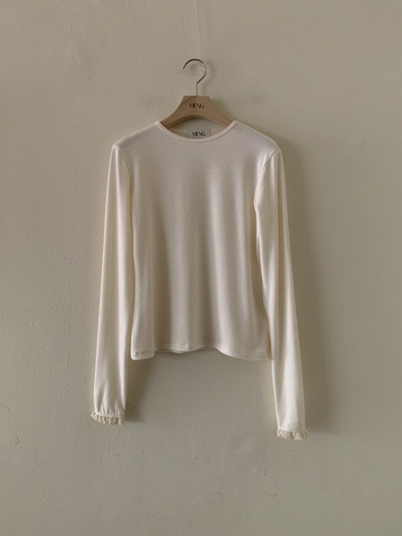 MENG韓國直郵㊣女士新品真品職業時尚休閑熱賣推薦長袖T恤蕾絲MENG長袖T恤圖色3