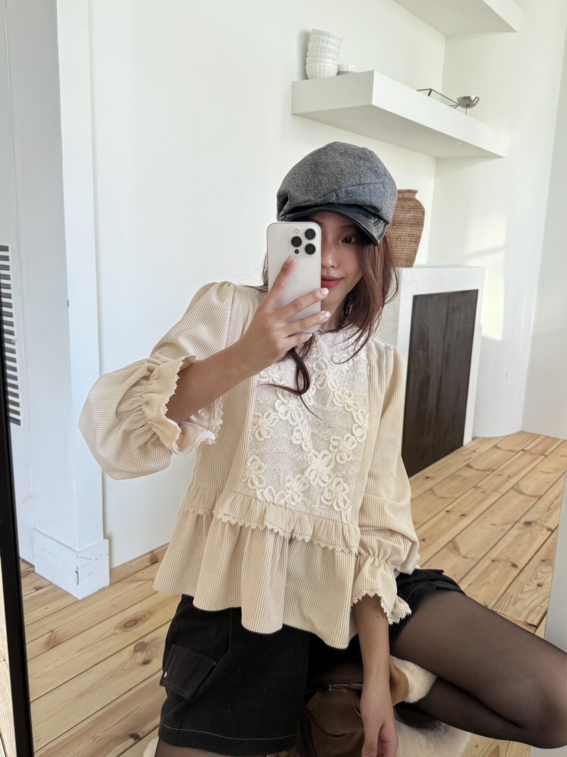 MOSMOS韓國代購㊣女裝新款人氣真品熱賣時尚職業襯衫蕾絲衫MOSMOS襯衫/蕾絲衫