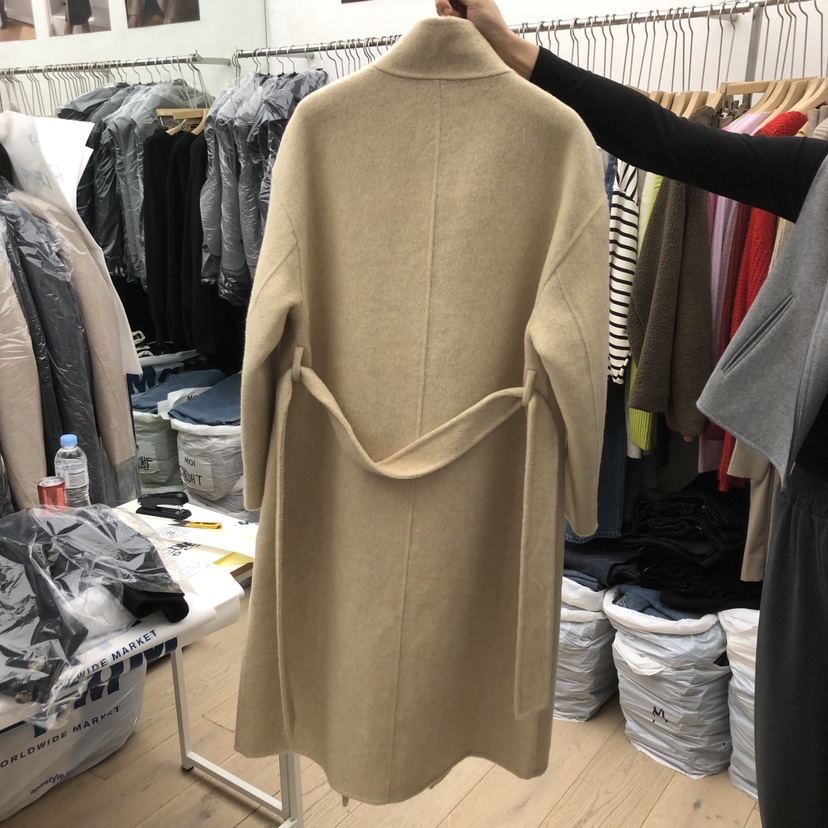 MOI-A東大門㊣代購女士新款推薦人氣休閑熱賣中長款大衣手工MOI-A中長款大衣