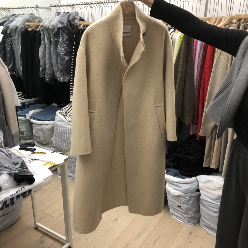 MOI-A東大門㊣代購女士新款推薦人氣休閑熱賣中長款大衣手工MOI-A中長款大衣圖色1