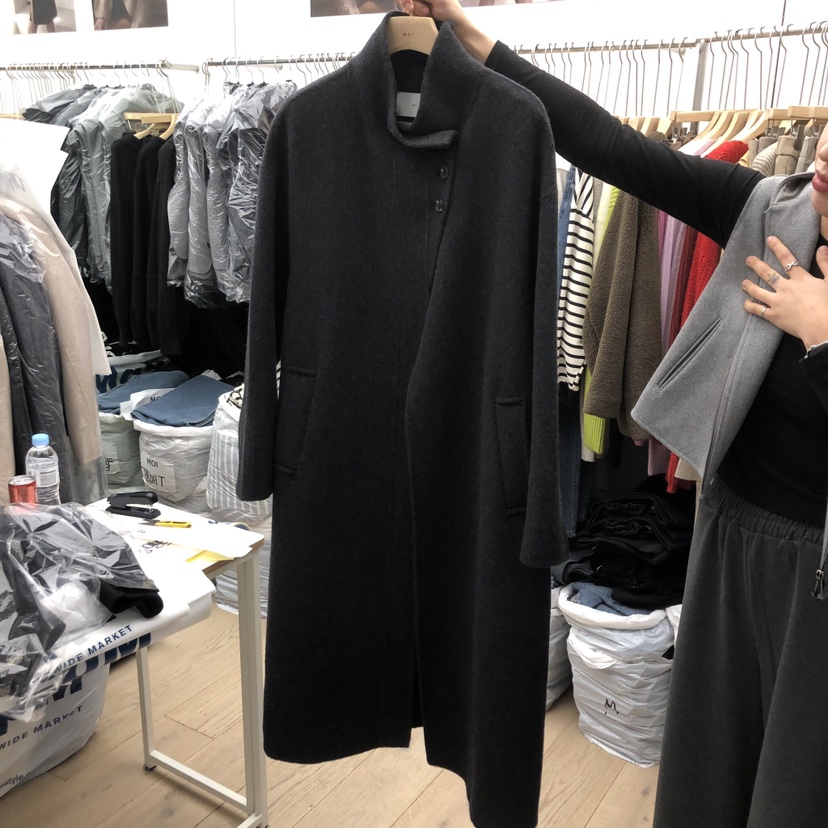 MOI-A東大門㊣代購女士新款推薦人氣休閑熱賣中長款大衣手工MOI-A中長款大衣圖色2