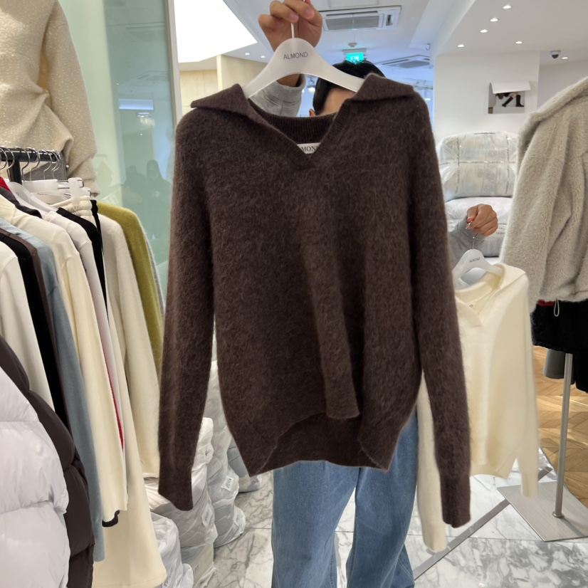 ALMOND韓國代購㊣女士新款熱賣25秋冬職業休閑推薦時尚針織衫ALMOND針織衫圖色2