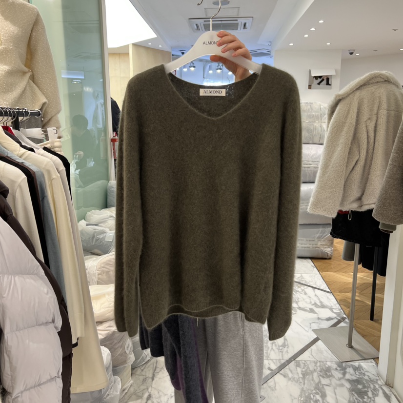 ALMOND東大門㊣代購女士新款休閑職業真品推薦時尚針織衫V領ALMOND針織衫圖色3