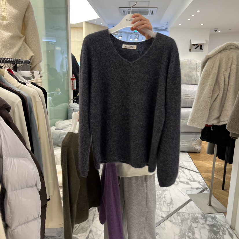 ALMOND東大門㊣代購女士新款休閑職業真品推薦時尚針織衫V領ALMOND針織衫圖色4
