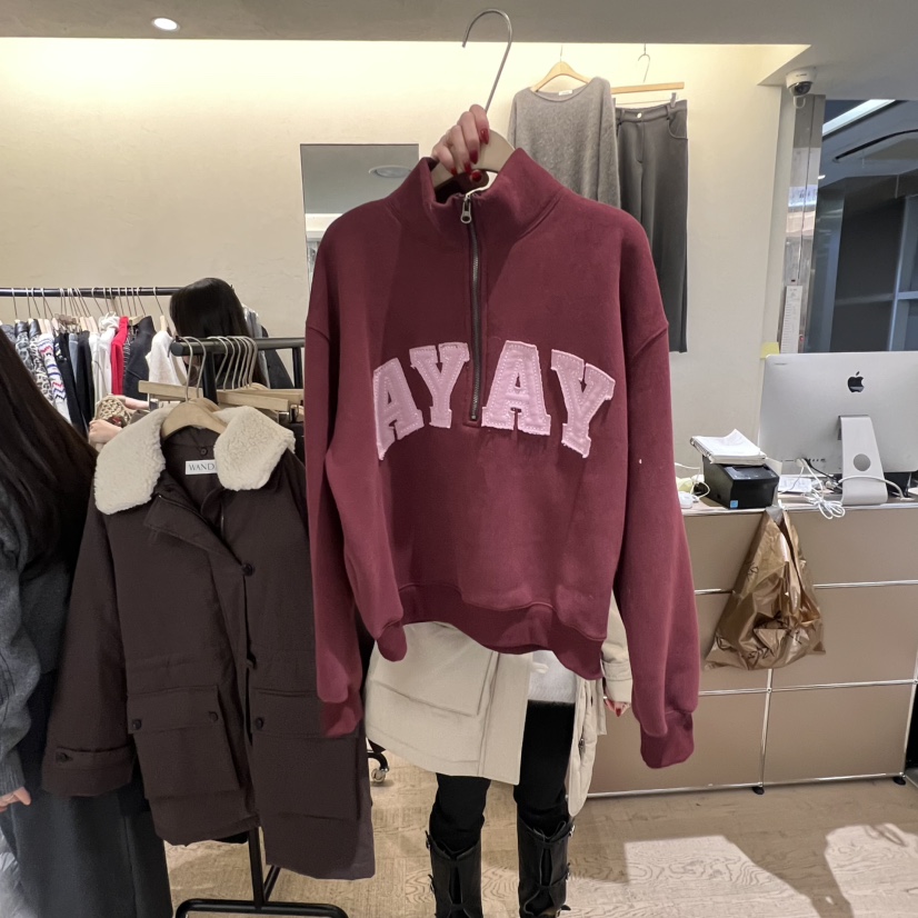 W AND J東大門㊣代購女裝新款時尚職業休閑人氣25秋冬衛衣W AND J衛衣圖色2