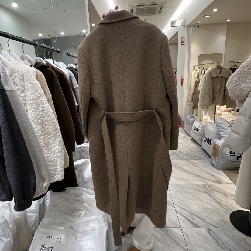 VERVEINE東大門㊣直郵女裝新款熱賣休閑時尚中長款大衣含腰帶VERVEINE中長款大衣