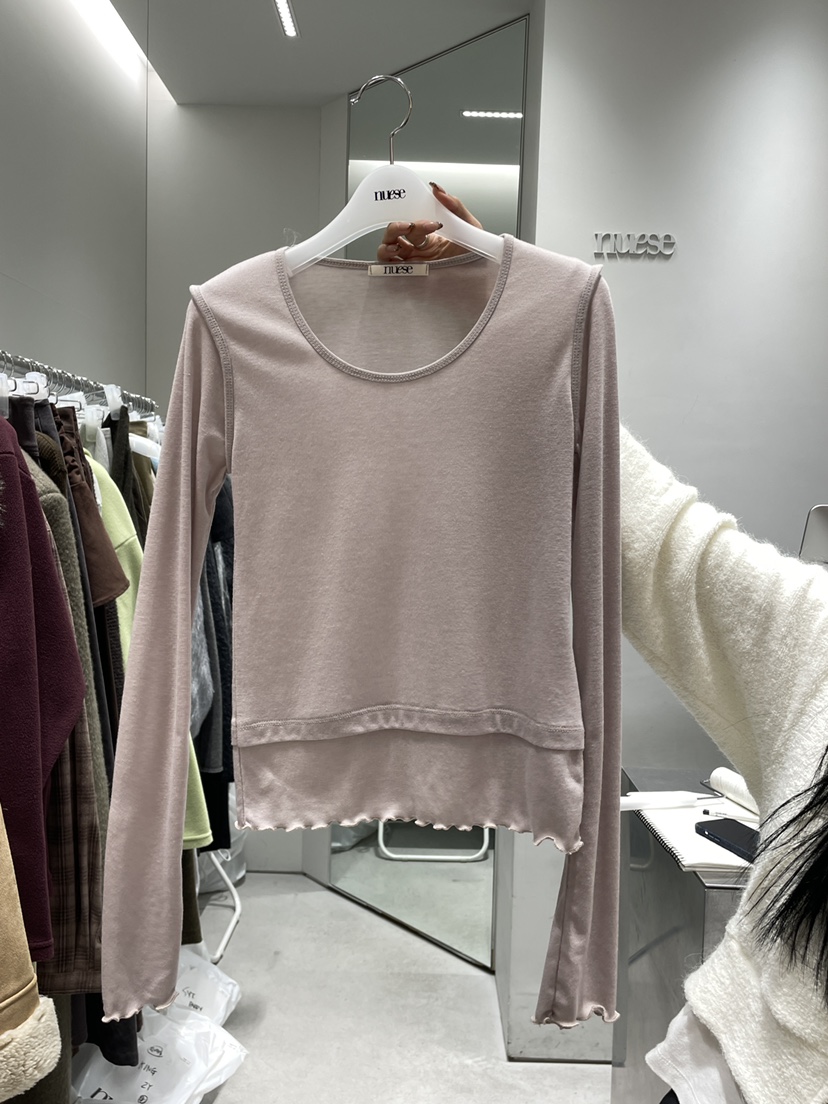 NUESE東大門㊣代購女士新品推薦25秋冬熱賣真品休閑長袖T恤NUESE長袖T恤圖色2