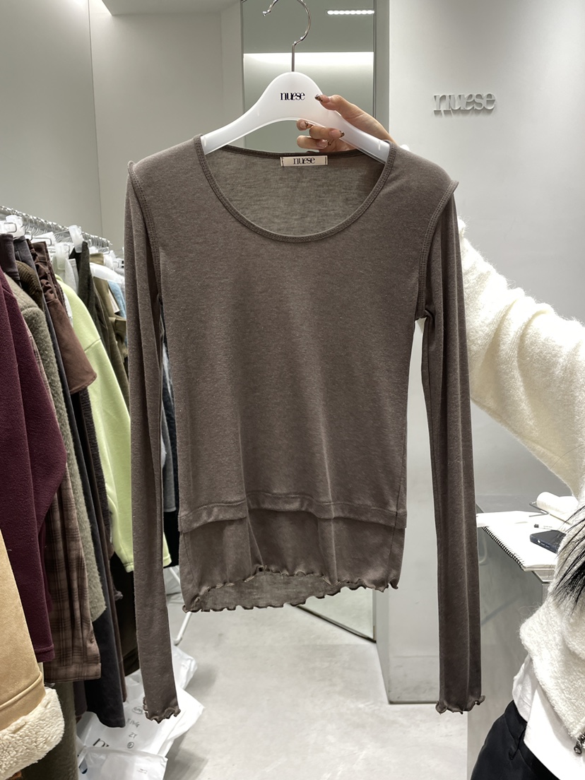 NUESE東大門㊣代購女士新品推薦25秋冬熱賣真品休閑長袖T恤NUESE長袖T恤圖色3