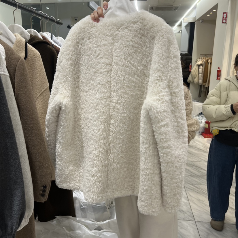 VERVEINE韓國代購㊣女裝新品時尚熱賣真品25秋冬短款大衣拉鏈VERVEINE短款大衣