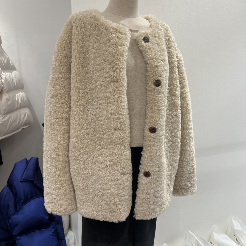 VERVEINE韓國代購㊣女裝新品時尚熱賣真品25秋冬短款大衣拉鏈VERVEINE短款大衣圖色1