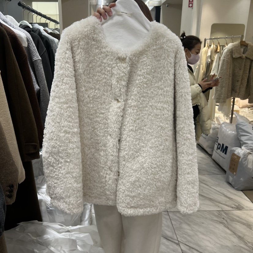 VERVEINE韓國代購㊣女裝新品時尚熱賣真品25秋冬短款大衣拉鏈VERVEINE短款大衣圖色2