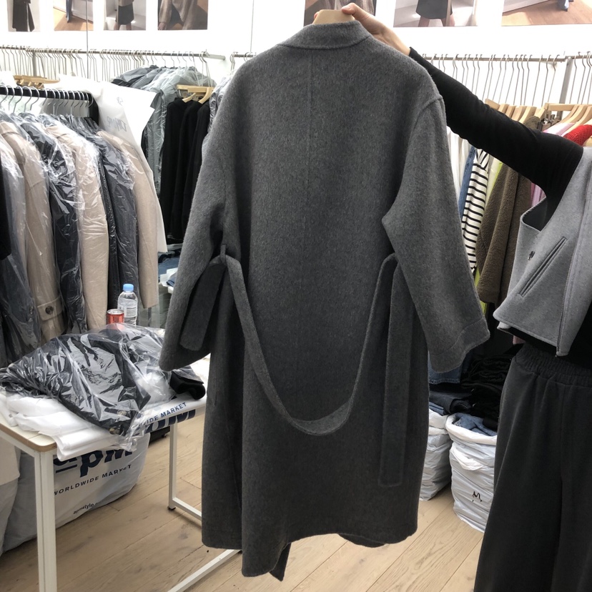 MOI-A東大門㊣代購女士新品時尚人氣中長款大衣手工制作高領MOI-A中長款大衣