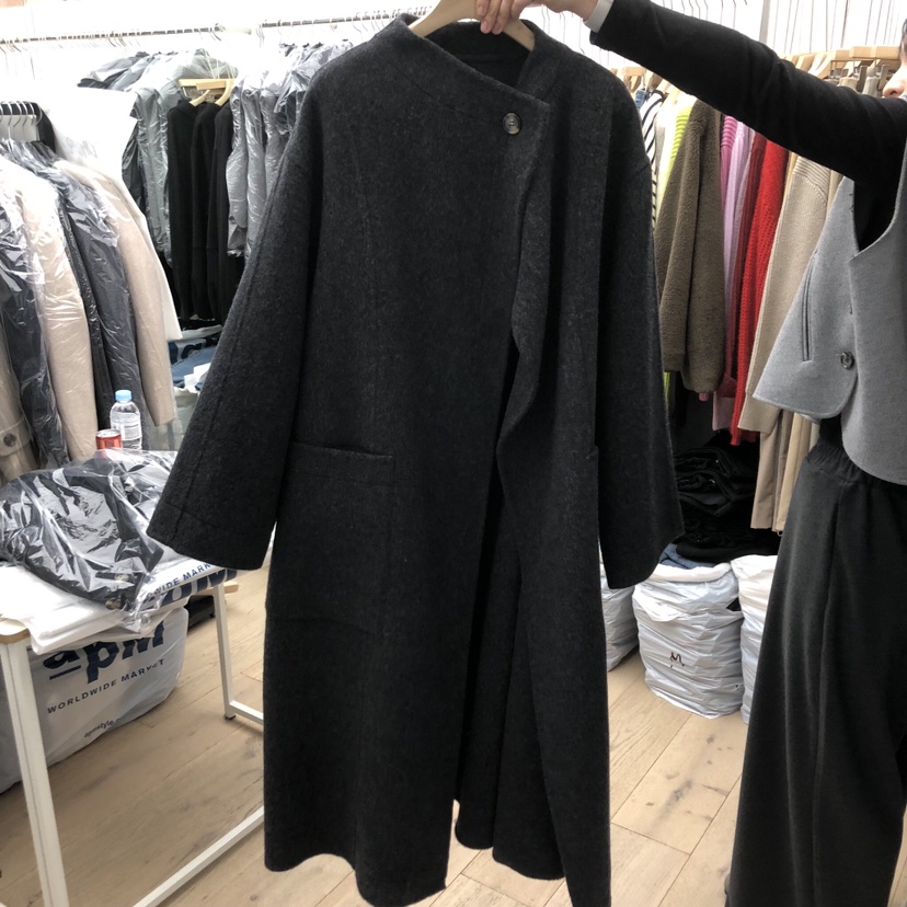 MOI-A東大門㊣代購女士新品時尚人氣中長款大衣手工制作高領MOI-A中長款大衣圖色2