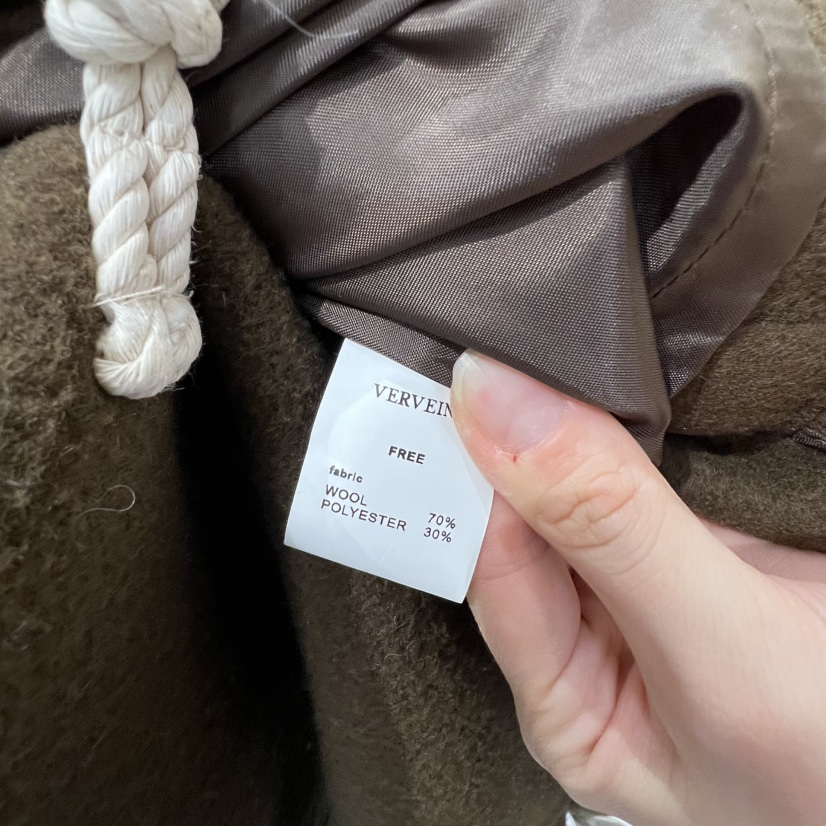 VERVEINE韓國代購㊣女士新品職業熱賣時尚25秋冬中長款大衣連帽VERVEINE中長款大衣