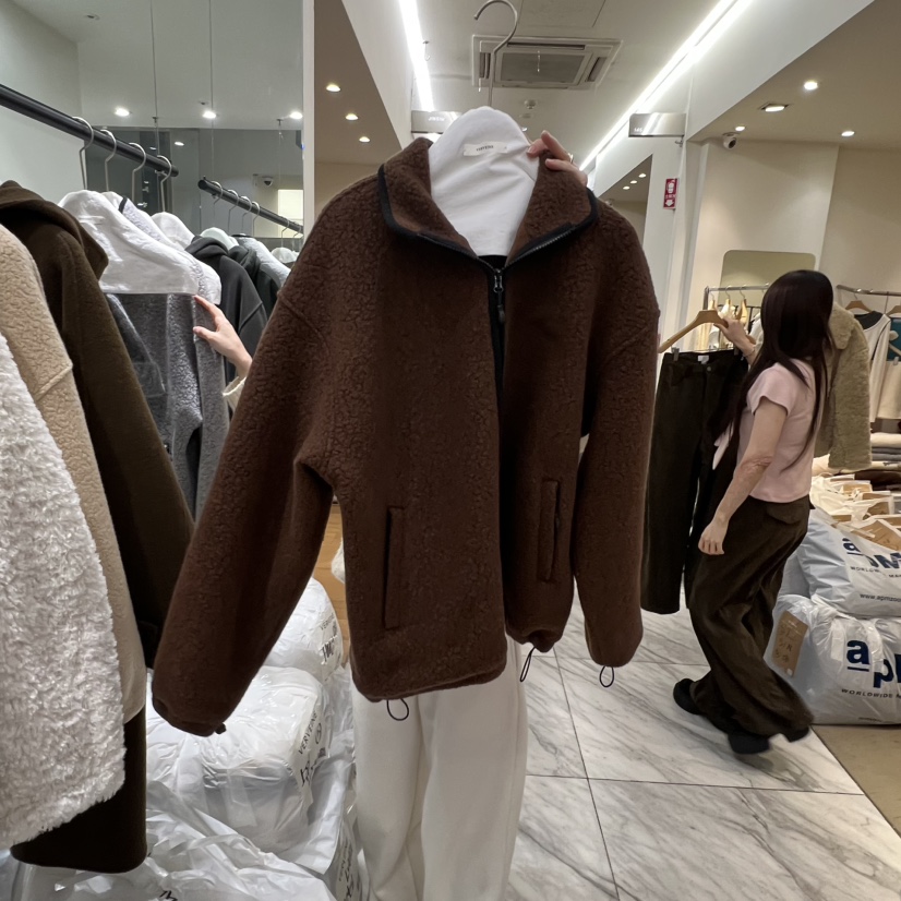 VERVEINE韓國代購㊣女裝新款休閑熱賣25秋冬推薦夾克羊毛拉鏈VERVEINE夾克圖色2