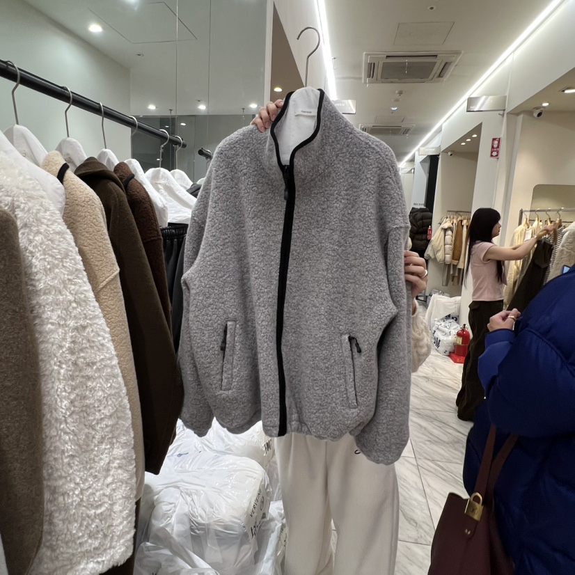 VERVEINE韓國代購㊣女裝新款休閑熱賣25秋冬推薦夾克羊毛拉鏈VERVEINE夾克圖色3