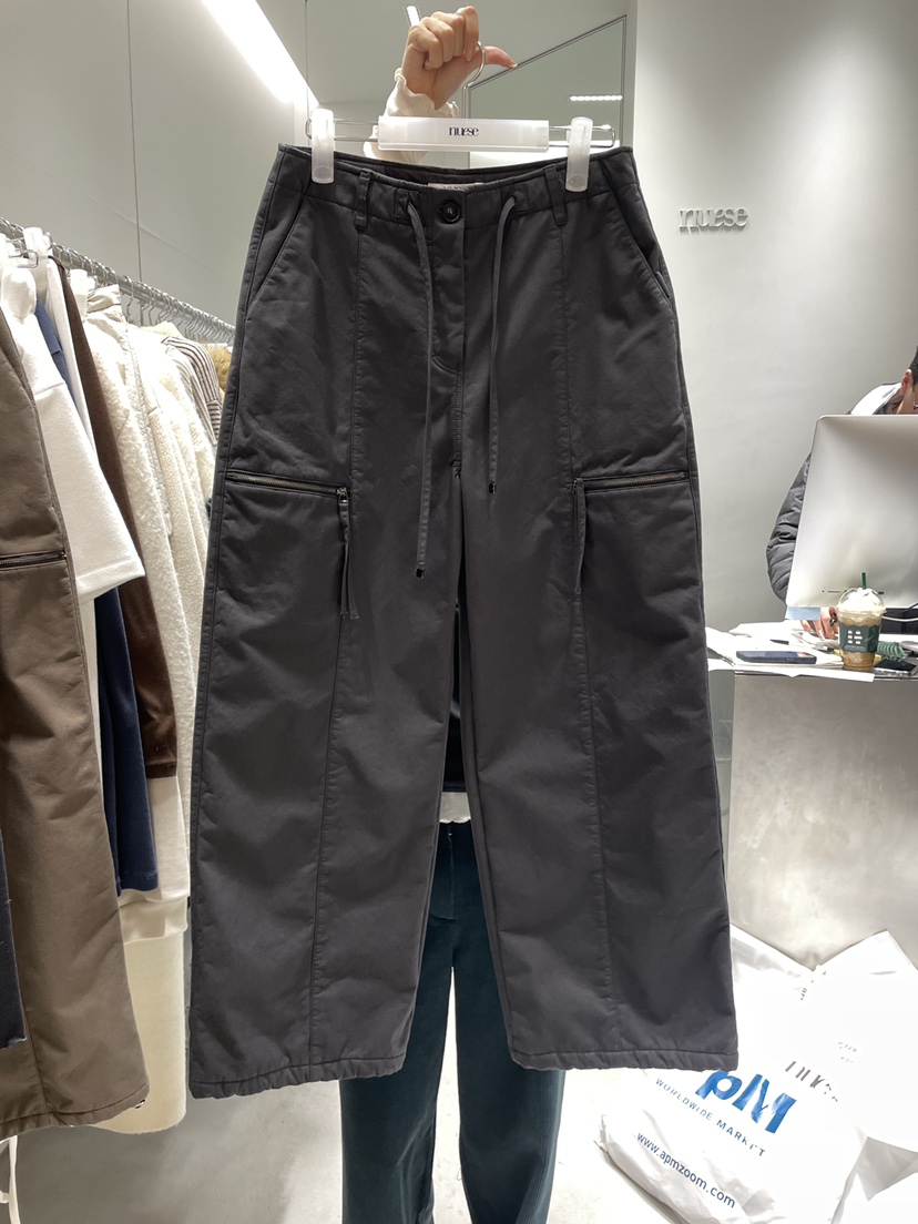 NUESE韓國代購㊣女裝新款休閑真品25秋冬熱賣休閑褲加絨羊毛NUESE休閑褲圖色1