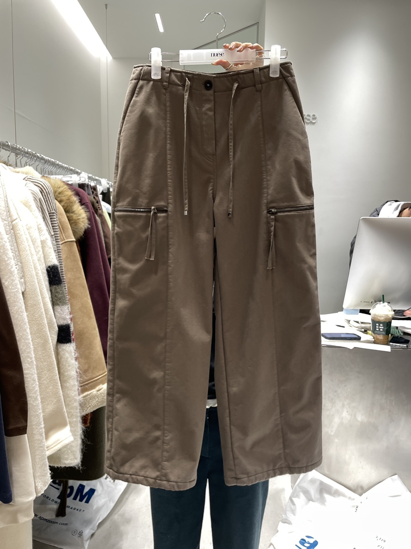 NUESE韓國代購㊣女裝新款休閑真品25秋冬熱賣休閑褲加絨羊毛NUESE休閑褲圖色2