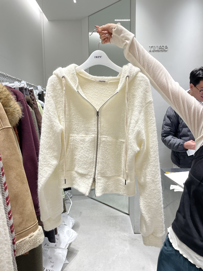 NUESE東大門㊣代購女裝新款休閑推薦25秋冬人氣衛衣連帽拉鏈衫NUESE衛衣圖色1