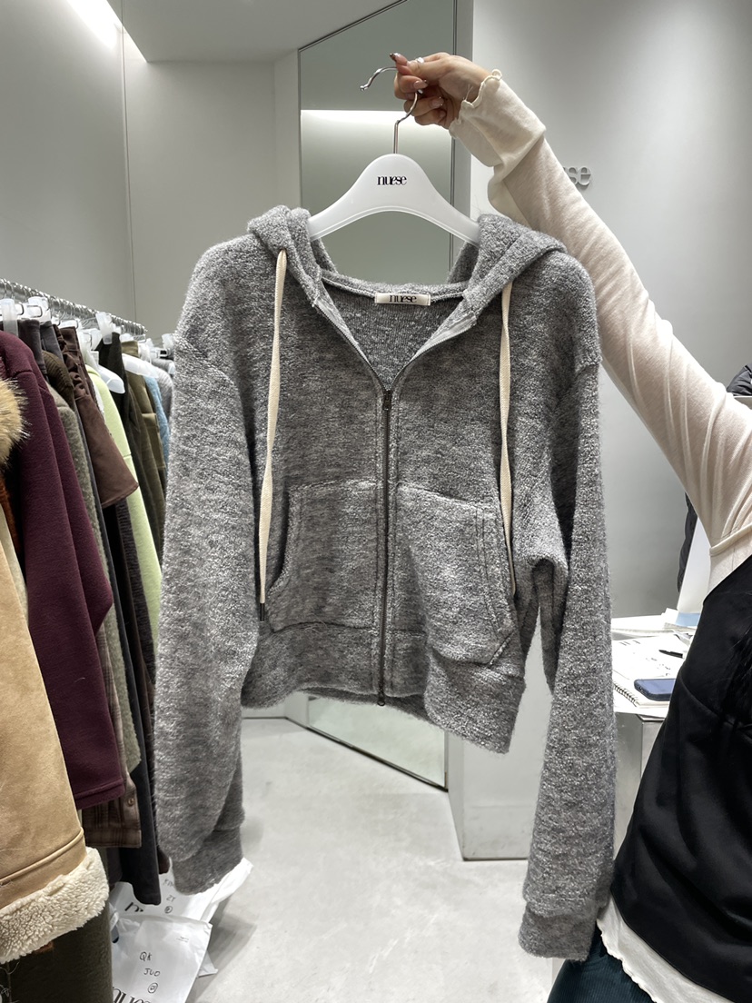 NUESE東大門㊣代購女裝新款休閑推薦25秋冬人氣衛衣連帽拉鏈衫NUESE衛衣圖色2