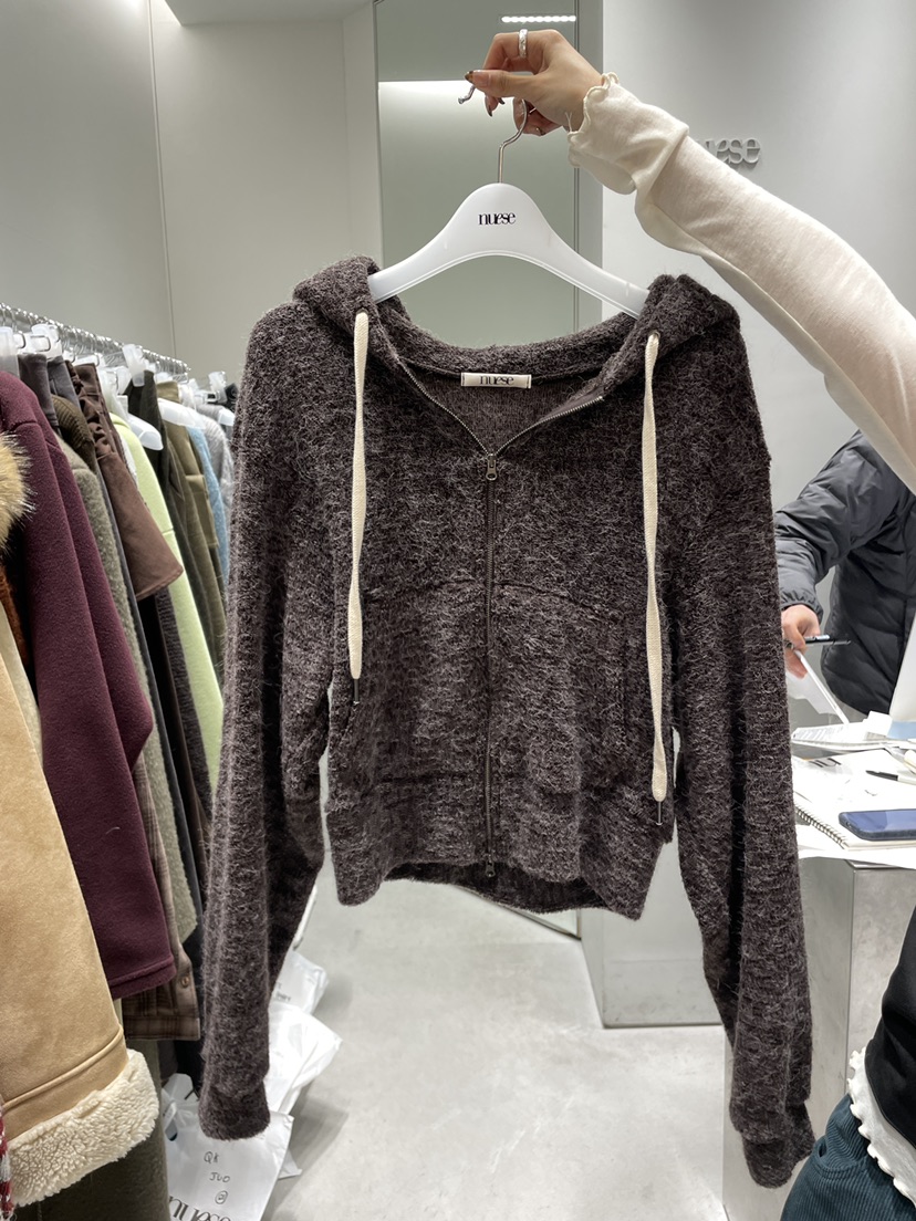 NUESE東大門㊣代購女裝新款休閑推薦25秋冬人氣衛衣連帽拉鏈衫NUESE衛衣圖色3