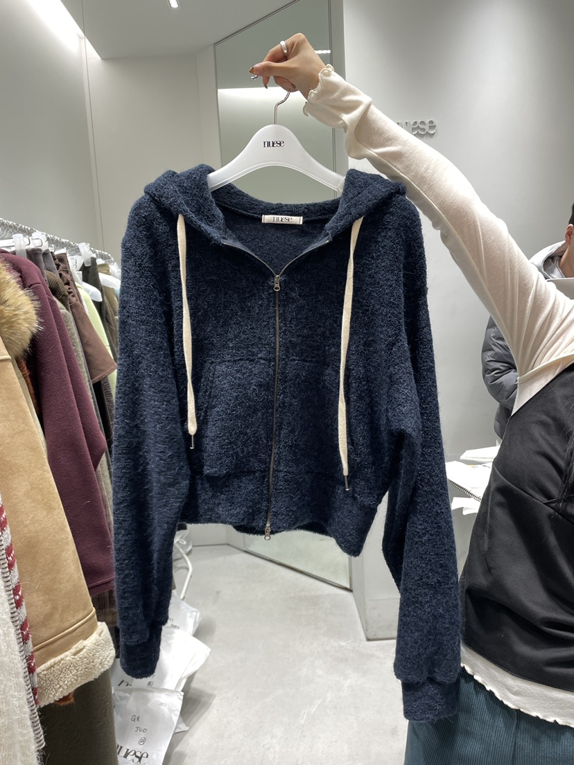 NUESE東大門㊣代購女裝新款休閑推薦25秋冬人氣衛衣連帽拉鏈衫NUESE衛衣圖色4
