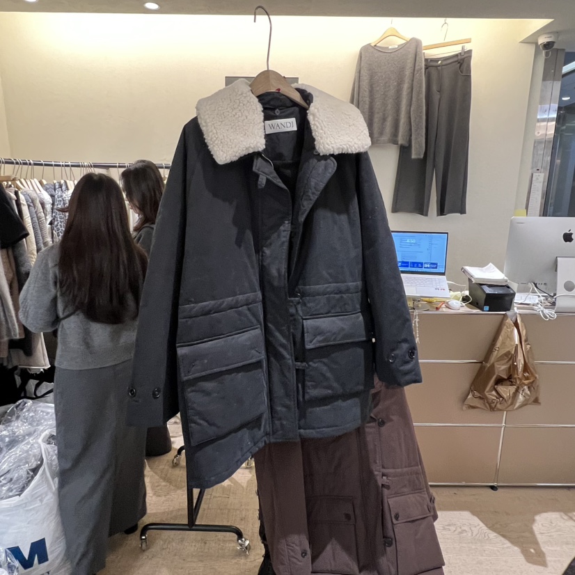 W AND J韓國代購㊣女裝新款真品休閑熱賣推薦25秋冬長款棉服W AND J長款棉服圖色3