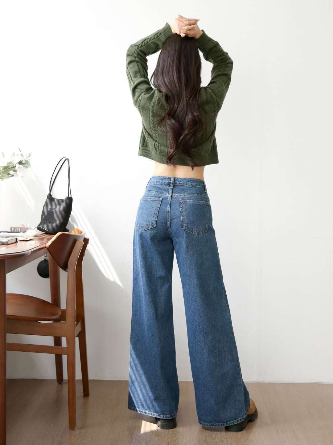 FLY DENIM東大門㊣直郵女裝新品職業25秋冬休閑牛仔褲喇叭FLY DENIM牛仔褲